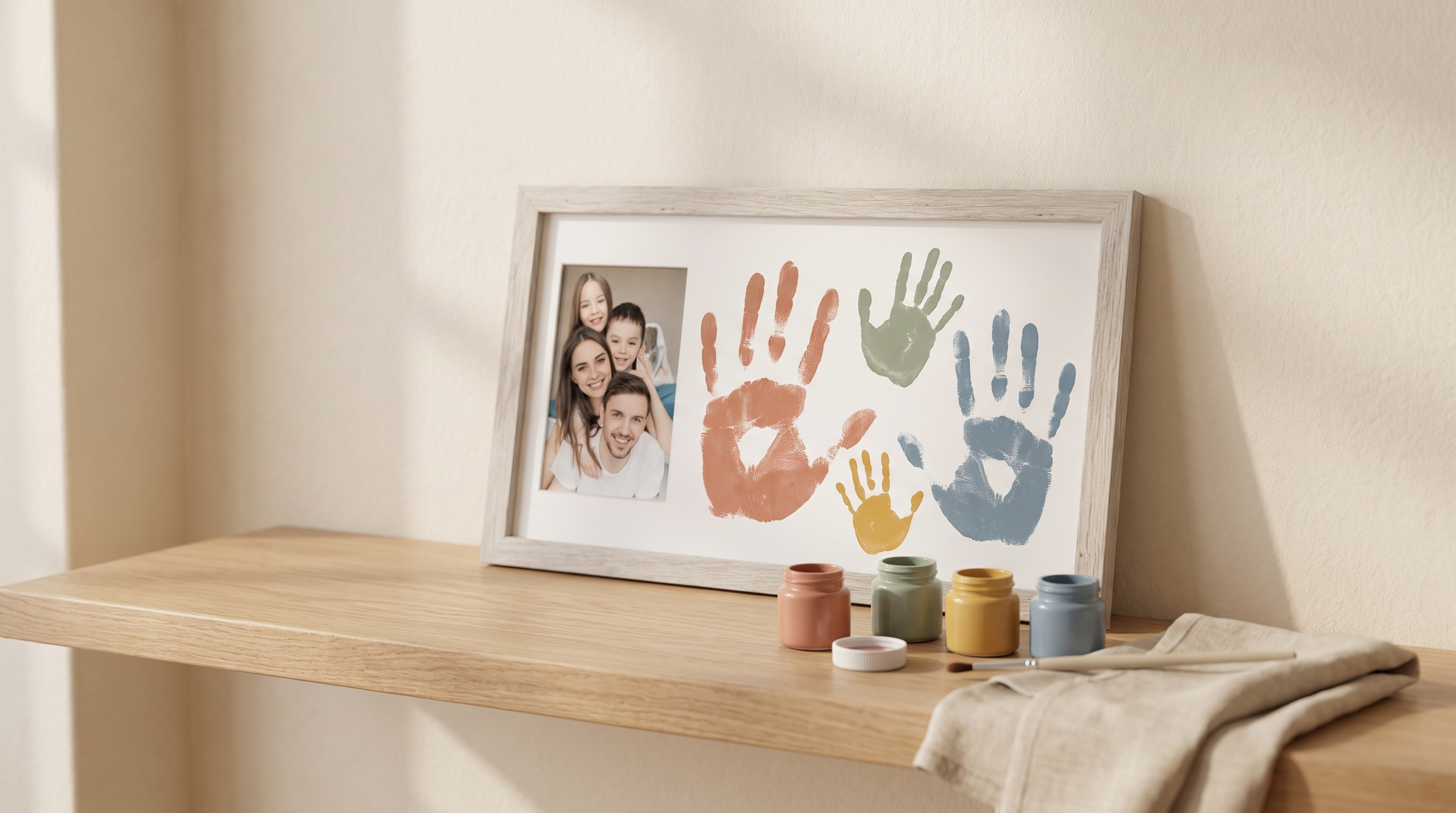 Family handprint keepsake frame
